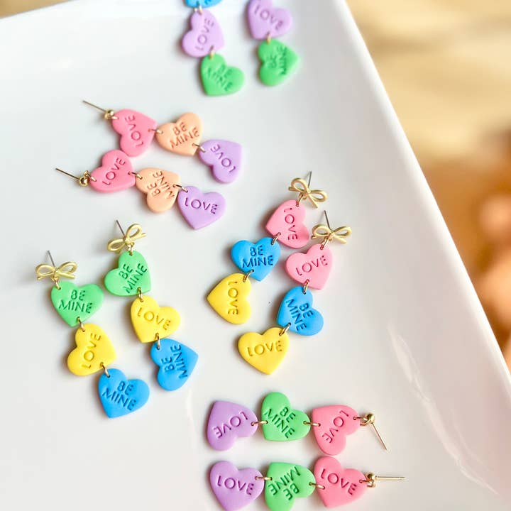 The Sweeti | Conversation Heart Candy Clay Earrings for wholesale by Cascade Designs