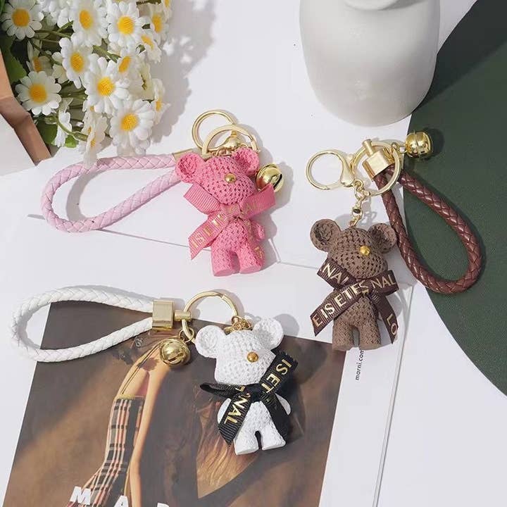 UZ Wholesale Store - Wholesale Keychain - Women's - Knitted Bear Keychain Bag Charm - Adorable and Stylish4