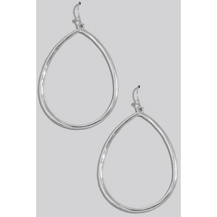 The Looks by Fame Accessories - Wholesale Dangle Earrings - Hammered Metallic Tear Dangle Earrings