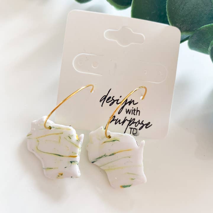Design With Purpose - Wholesale Dangle Earrings - Hand Painted Green Bay Packers Earrings