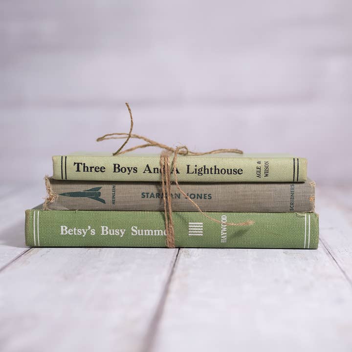 Made Market Co. - Wholesale Decorative Tabletop Object - Decorative Vintage Books Decor - Cool Colors. Set of 34