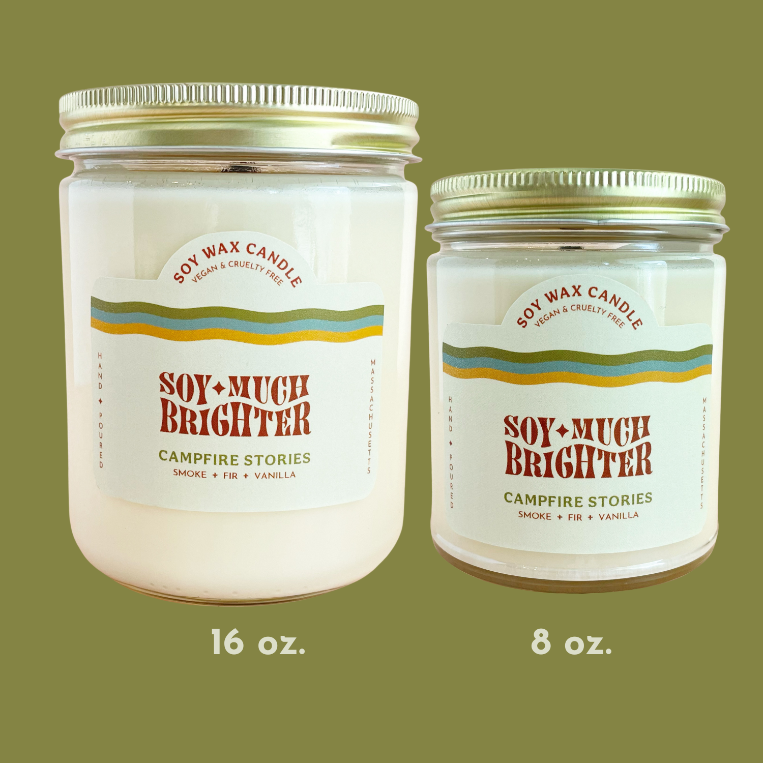 Soy Much Brighter Candle Co. - Vente Bougie en bocal - Campfire Stories//Bougie non toxique à la cire de soja2