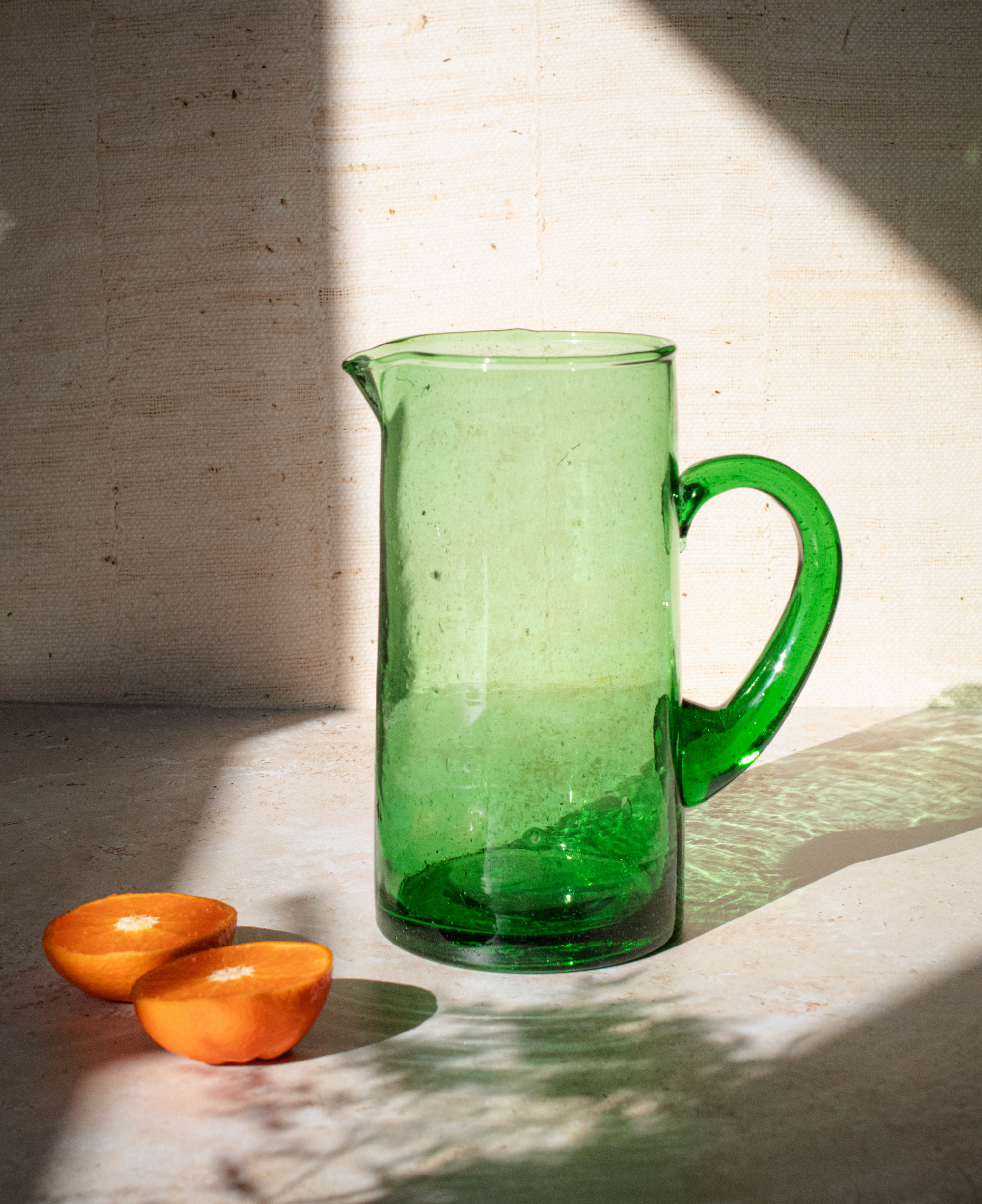 Maison Berber – wholesale Jug – Recycled Moroccan Glass Beldi Water Jug - Green0