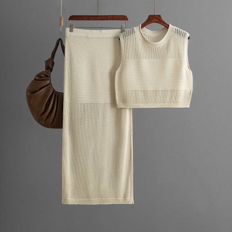 Marayn - Wholesale Top & Skirt Set - Women's - Chic Knitted Tank  Skirt Set Summer Ready3