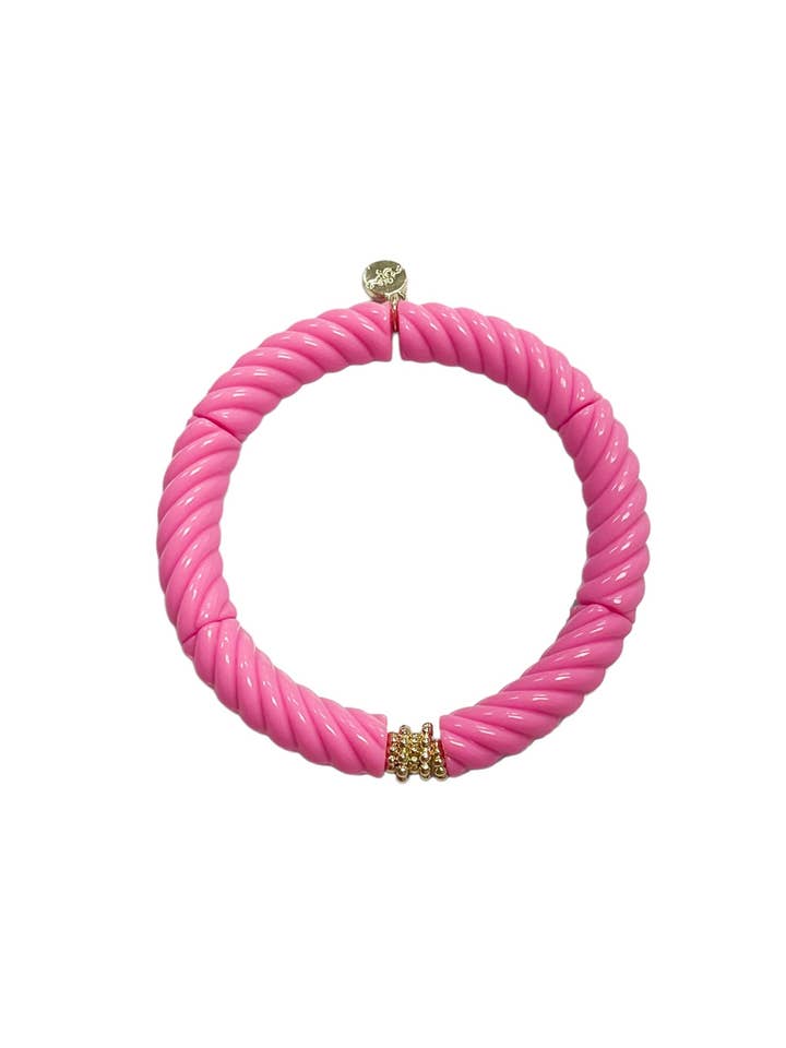 8 mm: Cabana Twist Bubble Gum roze armband - 3 stuks voor wholesale door The Sandy Pearls