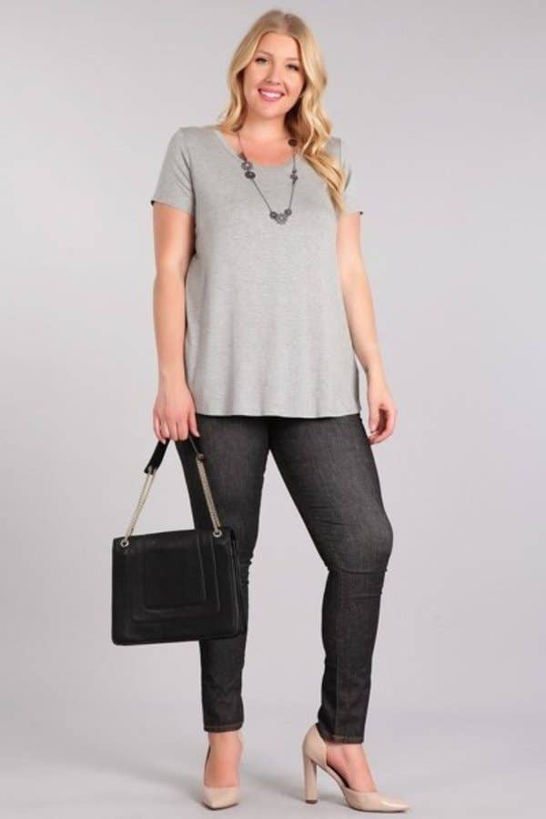 Chris & Carol Apparel - Wholesale Tunic - Women's - XJ413145T - Perfect Solid Plus Size Basic Tee Short Sleeve8