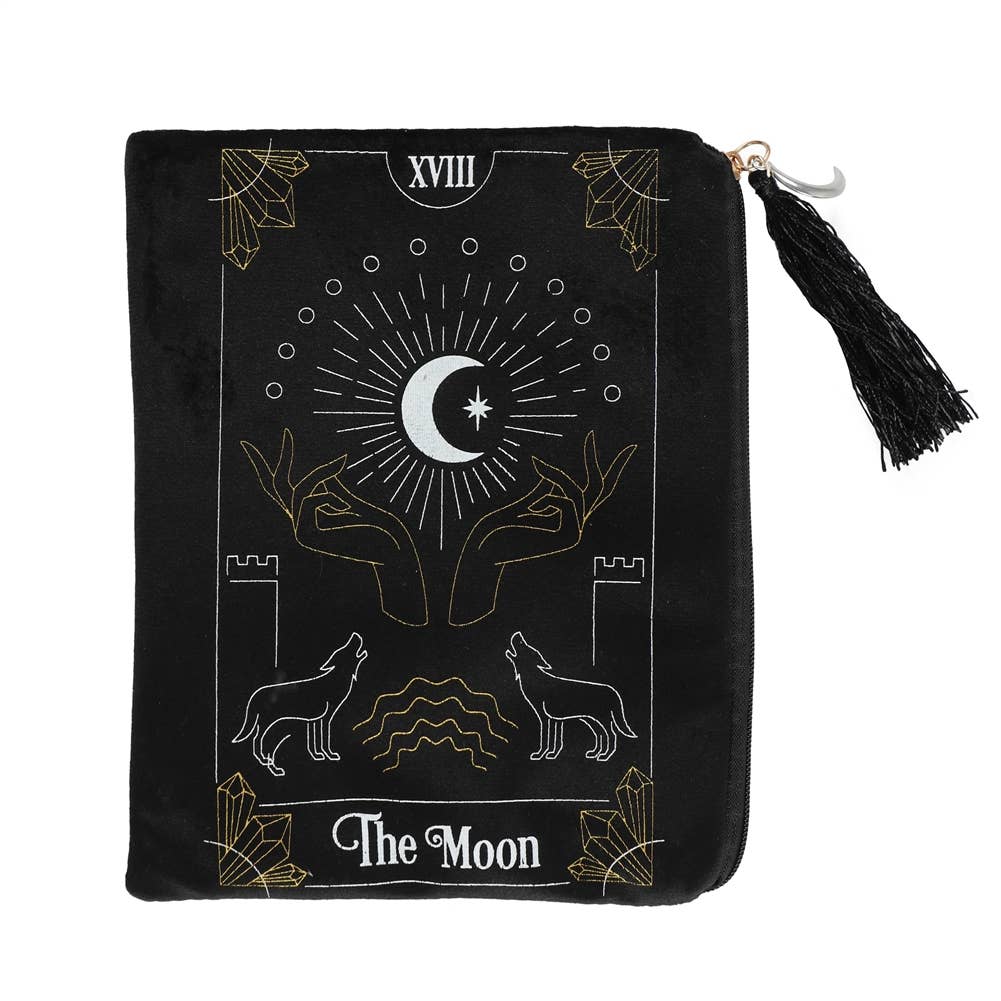 Starlinks Gifts - Wholesale Pouch - Women's - The Moon Black Velvet Zippered Tarot Card Bag ZTB511