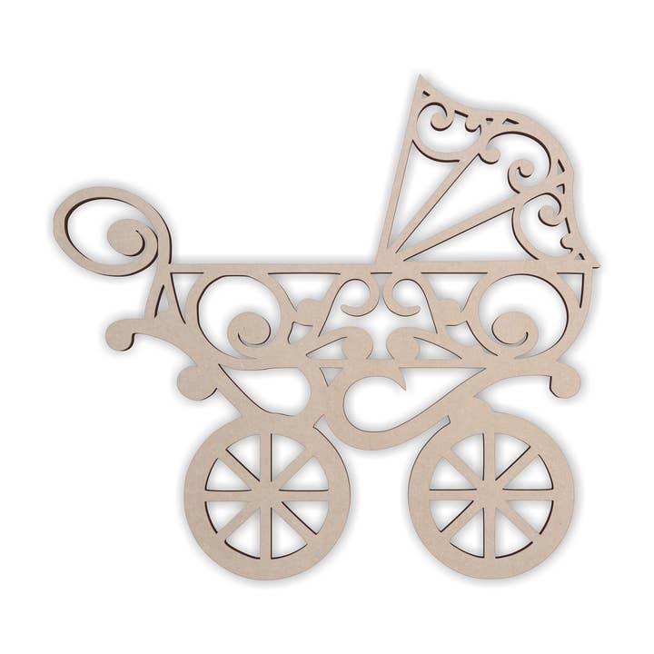 Poussette pour bébé en bois, découpe vintage - Art mural, décoration murale pour la vente par Jess and Jessica