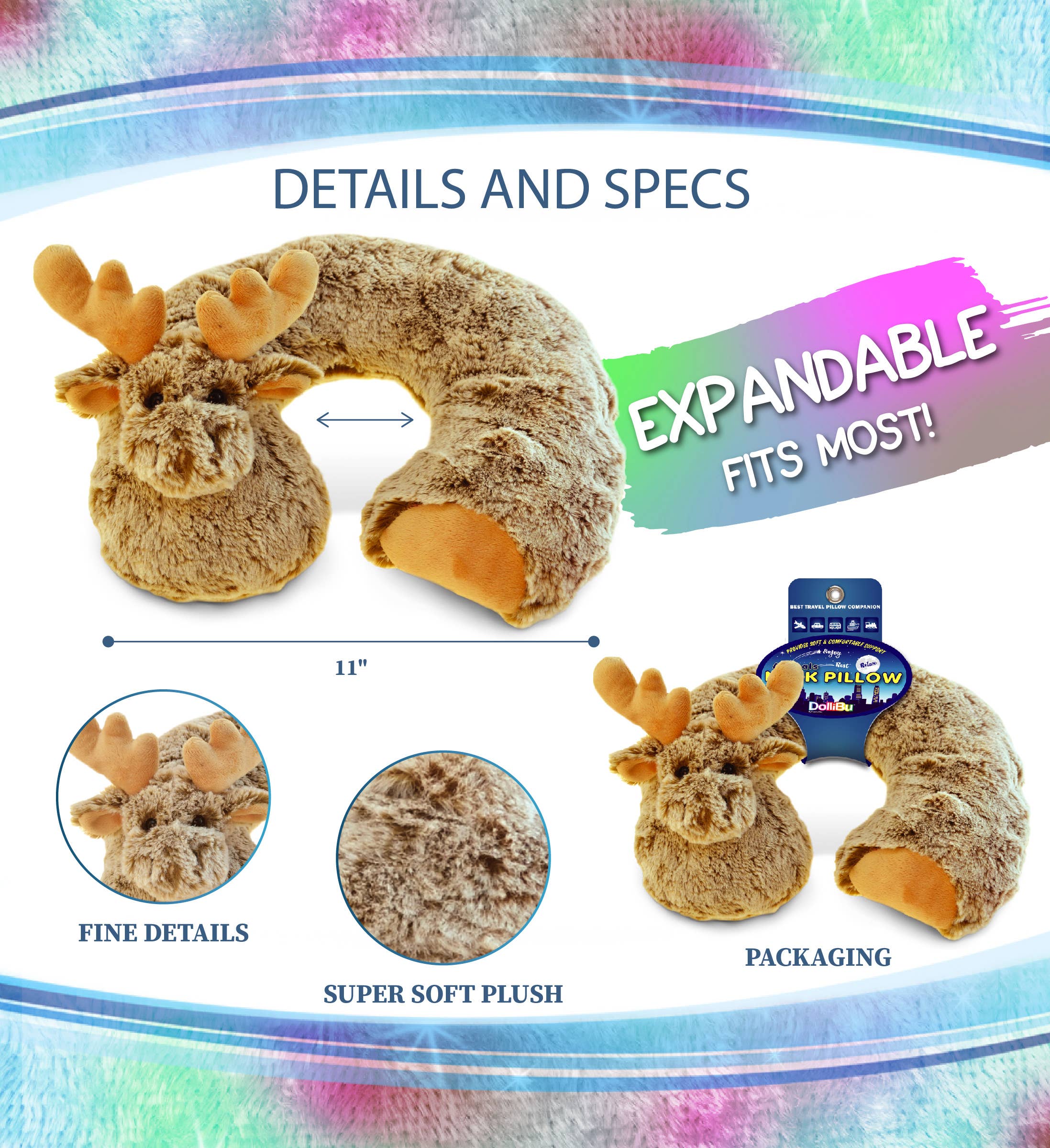 Cota Global - Wholesale Stuffed/Plush Toy - Kids & Baby - Super-Soft Plush Neck Pillow - Moose1