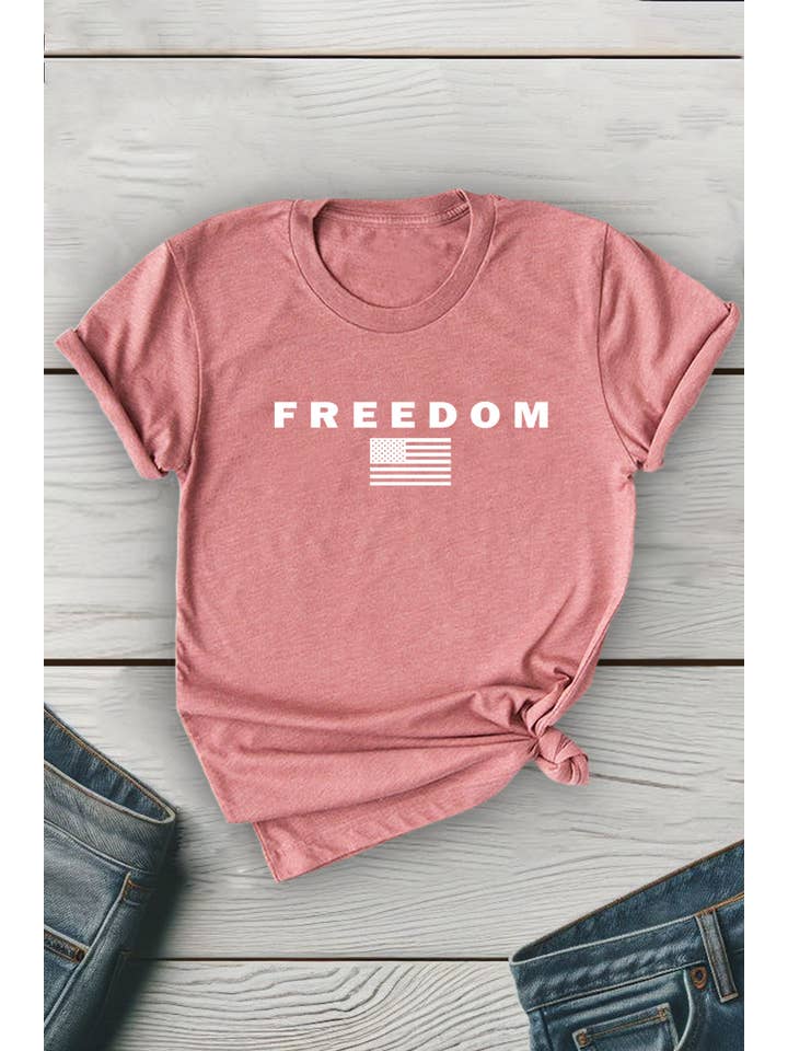 Top Avenue - Wholesale T-Shirt (Graphic) - Unisex - Freedom Flag Unisex Round Neck Tee7
