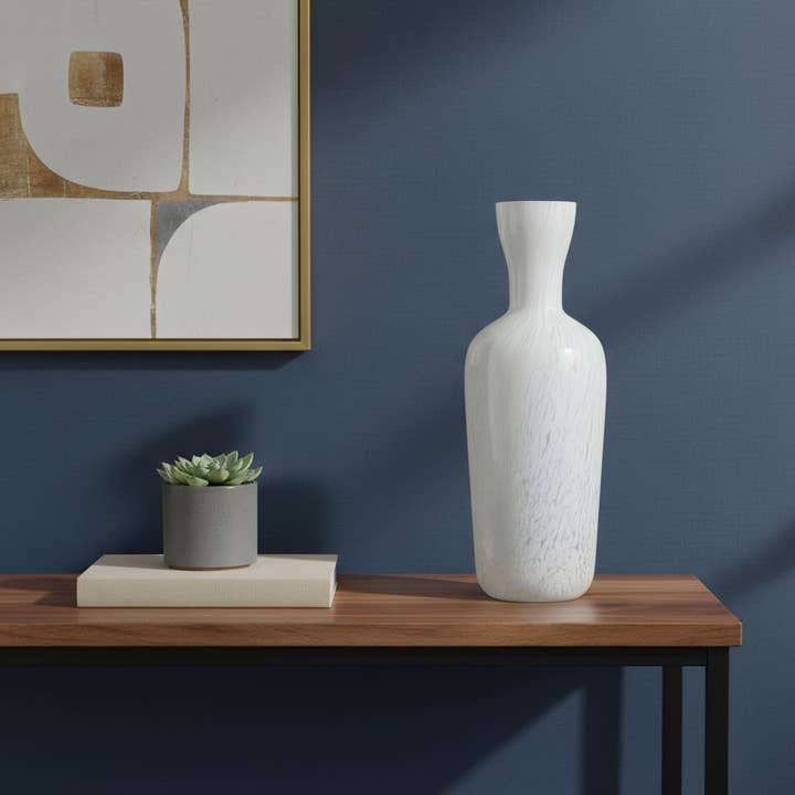 HomeRoots - Wholesale Vase - 12" Opal Swirl Art Glass Cylinder Table Vase1