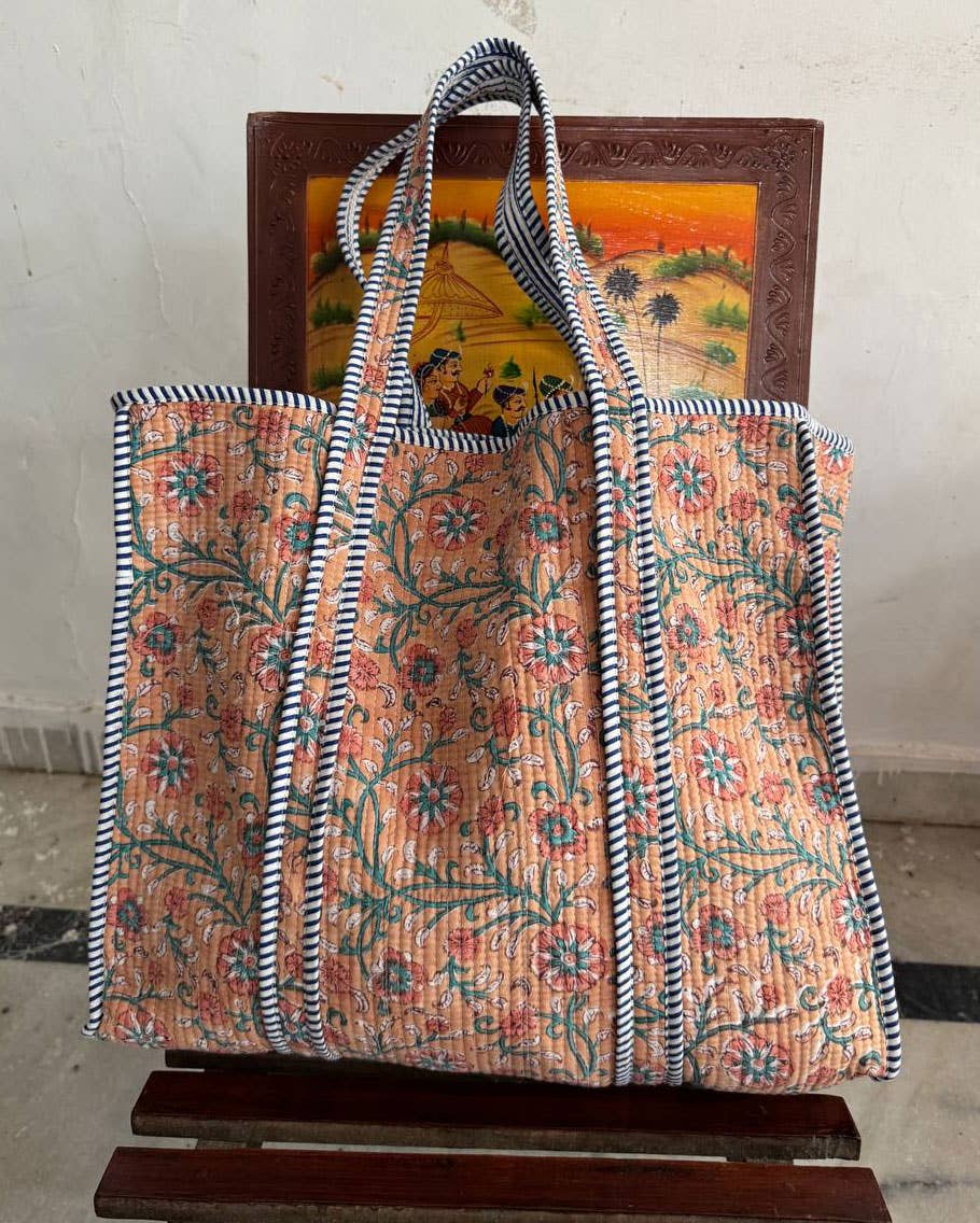 GYPSY STUDIO - Wholesale Shoulder Bag - Women's - Shoulder Bag Block Print Large Market Bag Quilted Cotton Bag0