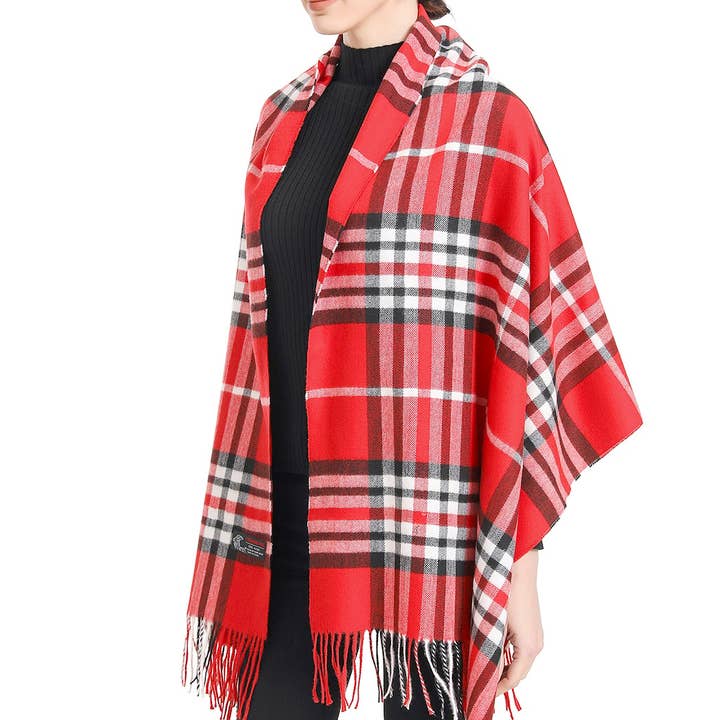 Fashion City - Wholesale Scarf - Women's - Wide Plaid Tartan Cashmere Feel Scarf Shawl