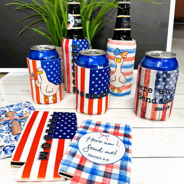 Patriotic & Faith Can Cooler Collection for wholesale by Carolina Custom Printing