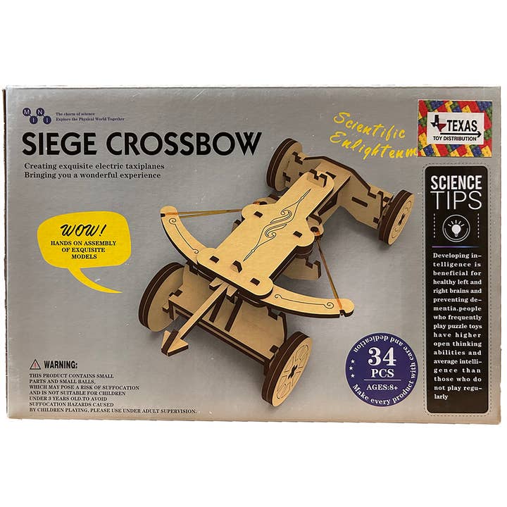 Wooden STEM Kit Siege Crossbow DIY Model (34 pcs) for wholesale by Texas Toy Distribution