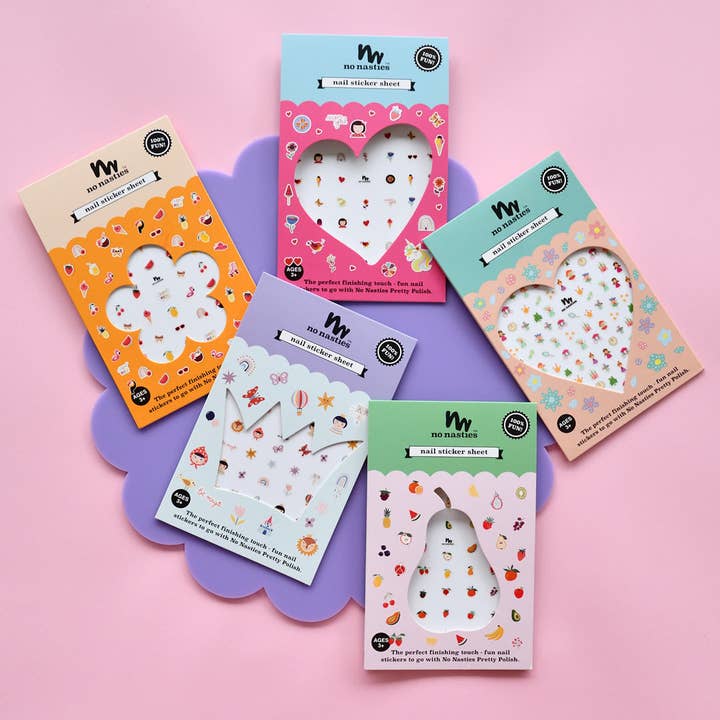 Colourful and Fun Kids Nail Stickers for wholesale by No Nasties Kids UK