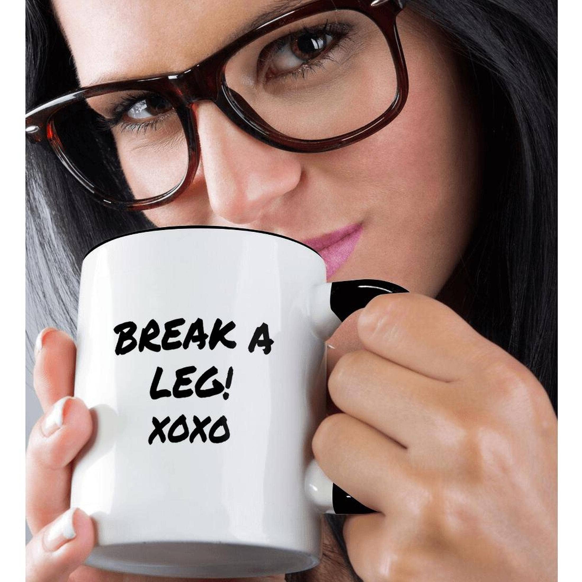 3dRose – wholesale Coffee mug – 3dRose, Break a Leg xoxo. Theater, actor, show business good luck message note, Mug1