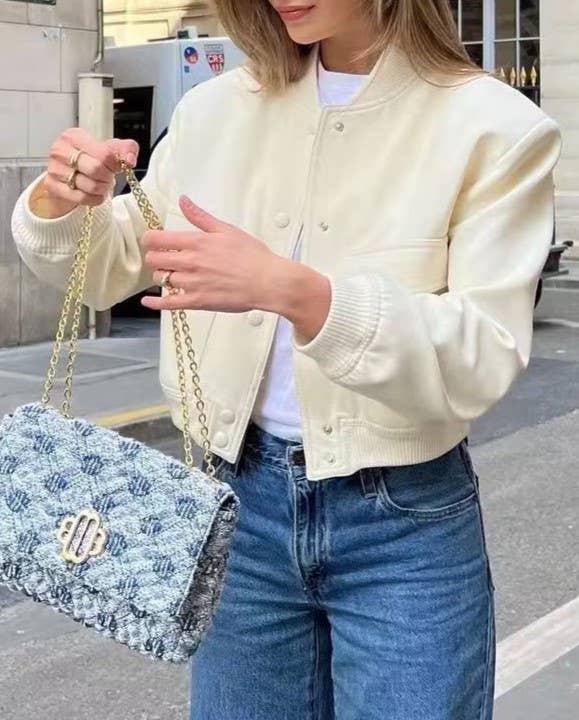 HIDDENBRAND - Wholesale Bomber Jacket - Women's - relaxed button through cropped bomber jacket18