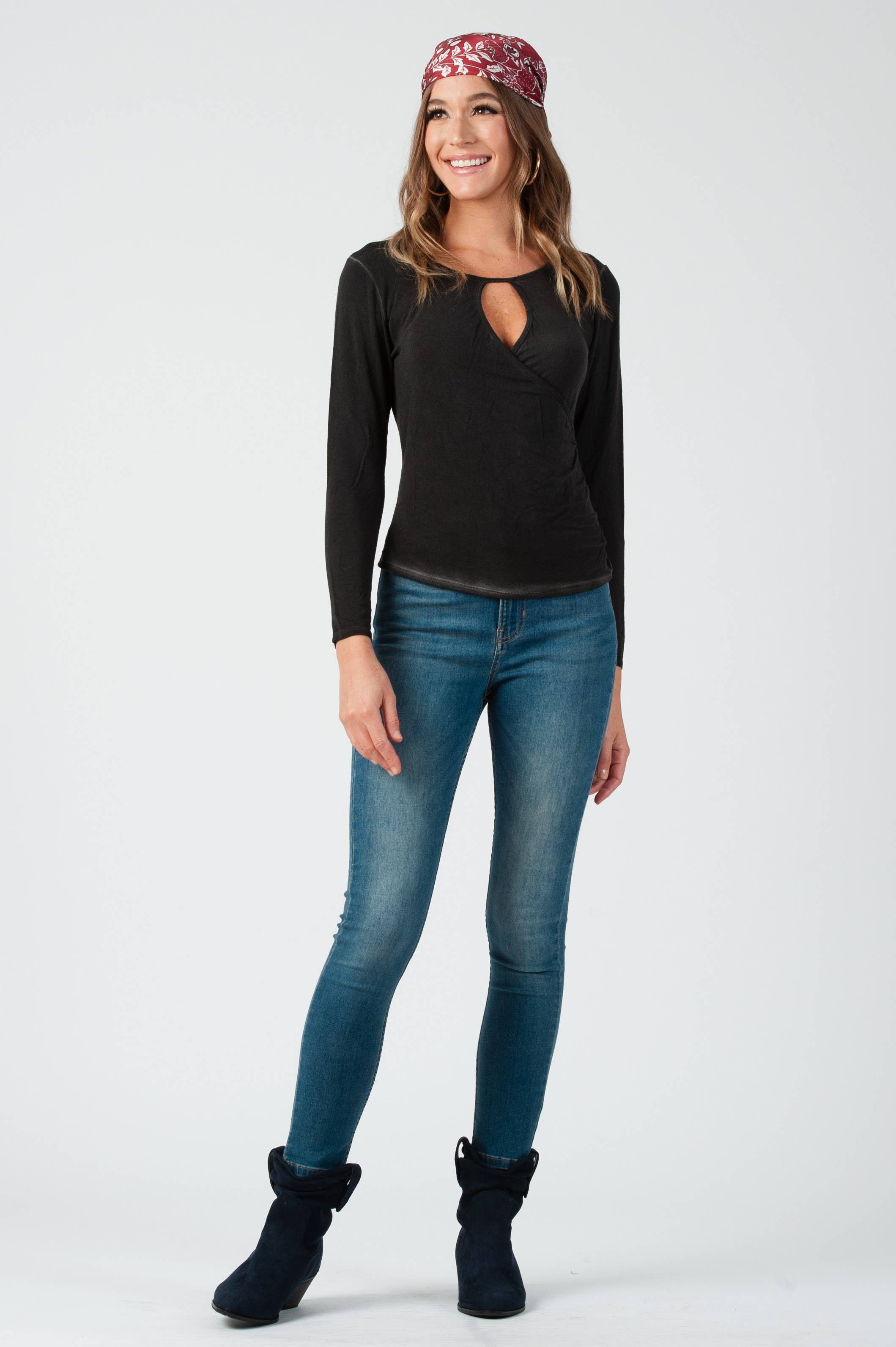 Lucca Couture - Wholesale Blouse - Women's - Knit Long Sleeve Surplice Top0