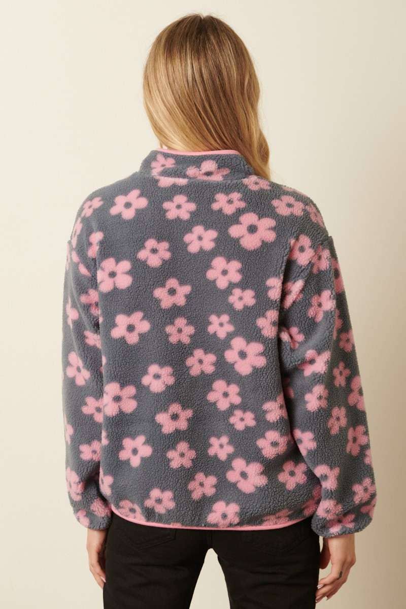 mittoshop - Vente Sweat-shirt – femme - PULL ZIPPÉ EN FOURRURE À MOTIF FLORAL5