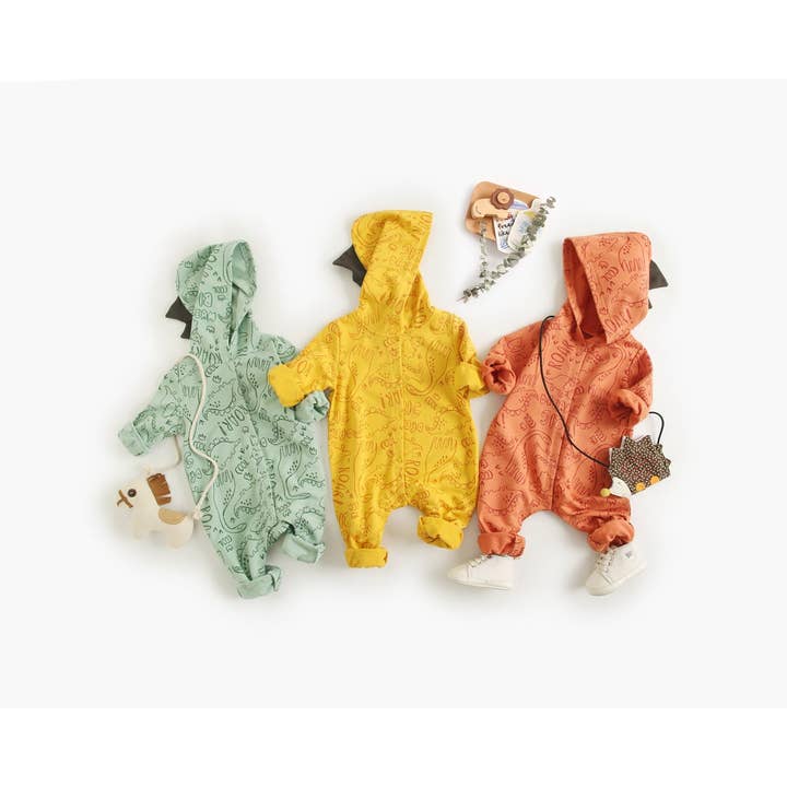 Pagliaccetto Stile Sottile con Bottoni a Pressione e Cappello con Grafica di Dinosauro per Bambini per la vendita all'ingrosso da parte di MyKids-USA®