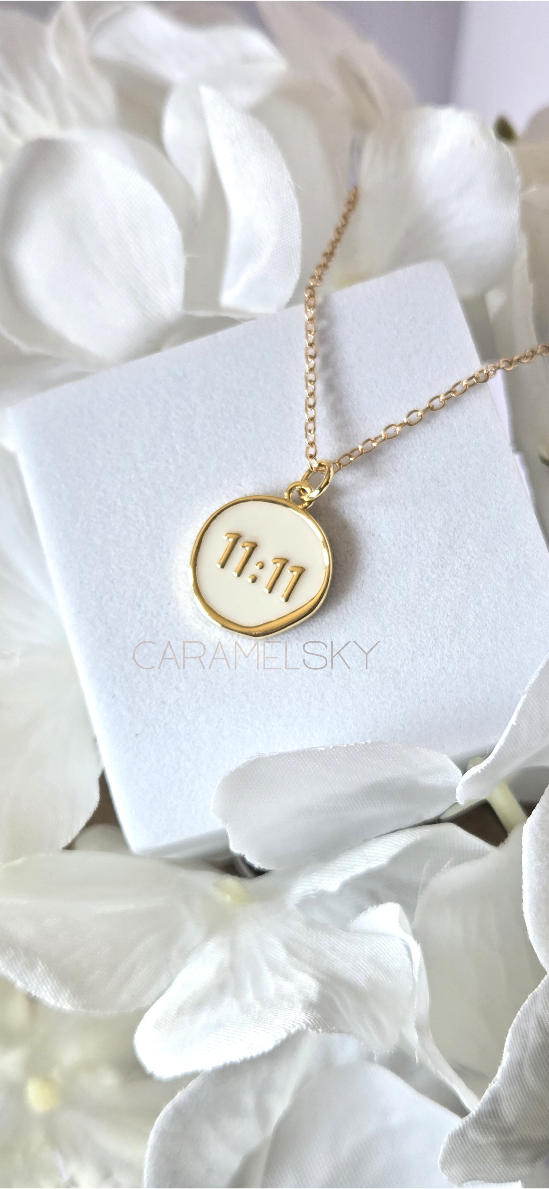 Caramel Sky - Wholesale Halskettinghanger - 18k vergulde ketting met 11:11 engelennummer, spiritueel cadeau1