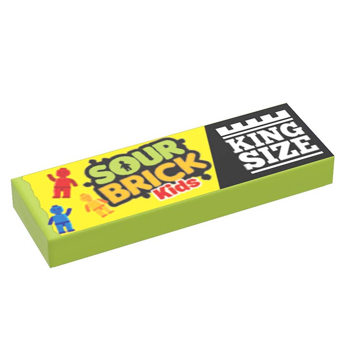 B3 Customs - Wholesale Hard Candy - Sour Brick Kids Candy (King Size) - B3 Customs Printed 1x3 Tile made using LEGO parts0