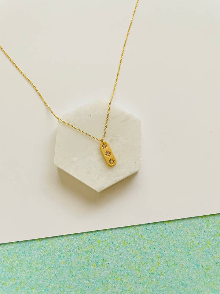 Stars Align Pendant Necklace Cubic Zirconia for wholesale by Qurio Studio