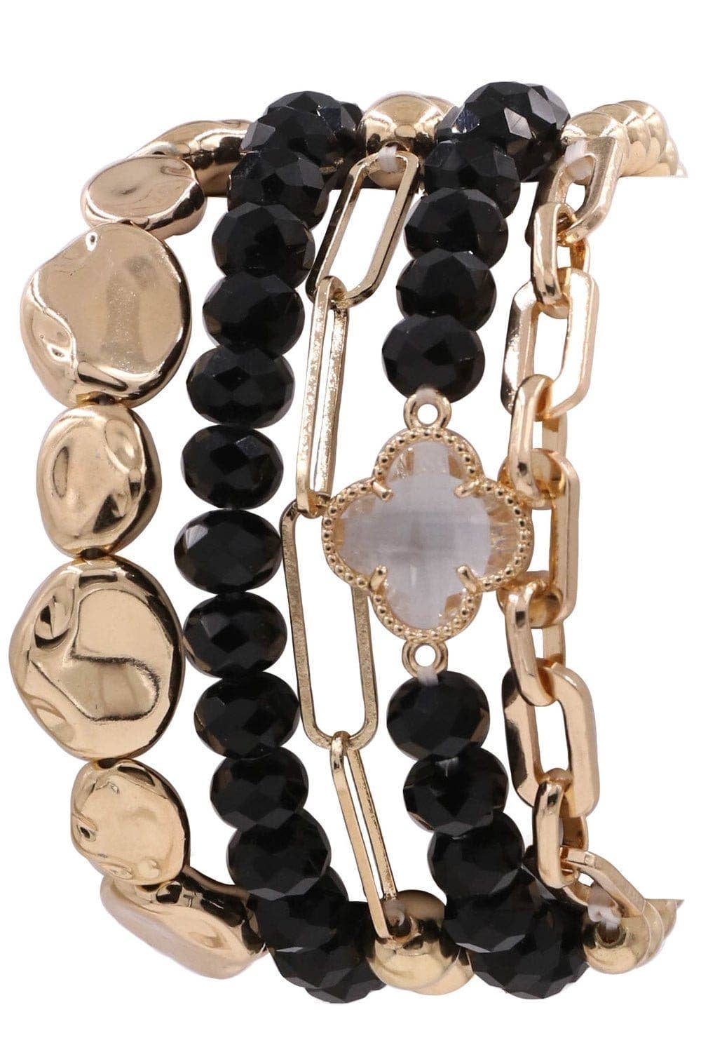 MiMi Wholesale - Wholesale Jewelry Set - Beaded Clover Accent Jewelry Set Bracelet7