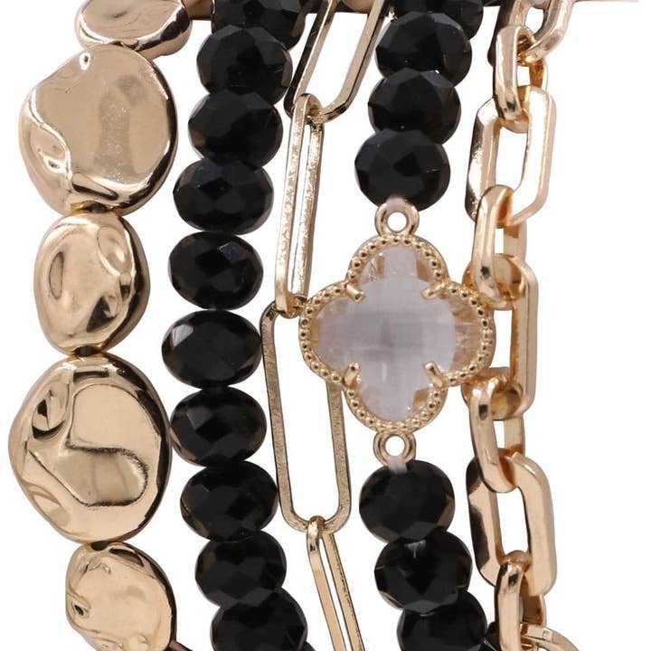 MiMi Wholesale - Wholesale Jewelry Set - Beaded Clover Accent Jewelry Set Bracelet7