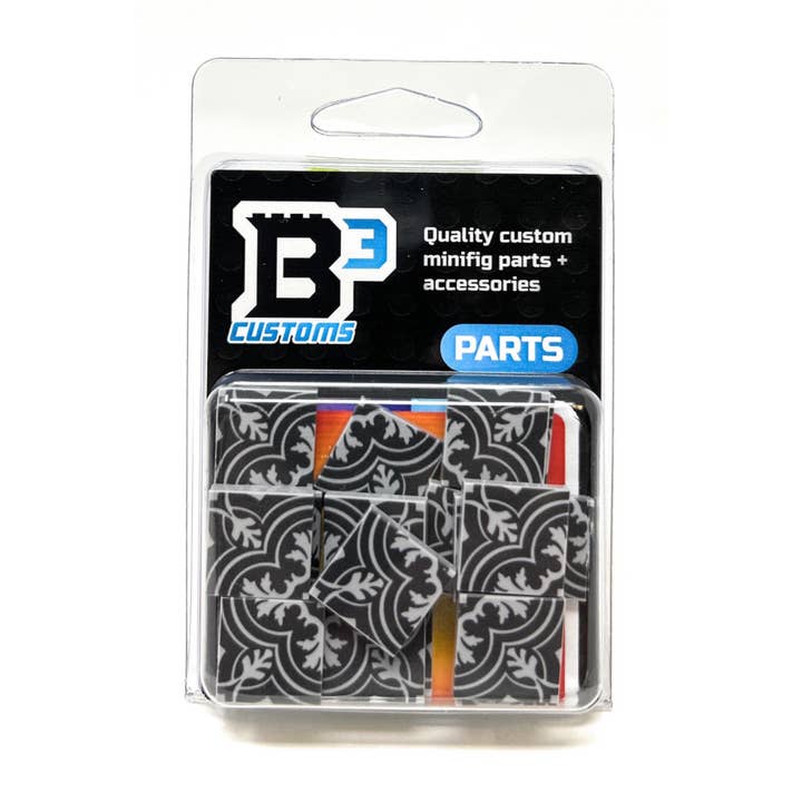 Revêtement de sol Encaustic Twenties Classic, 2 x 2 carreaux (lot de 20) fabriqué à partir de pièces LEGO - B3 Customs pour la vente par B3 Customs