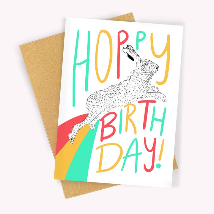 Carte d'anniversaire HOPPY pour la vente par Sleepy Panther Design Co