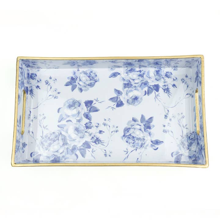 8 Oak Lane - Wholesale Decorative Tray - Blue Rose Vanity Tray1
