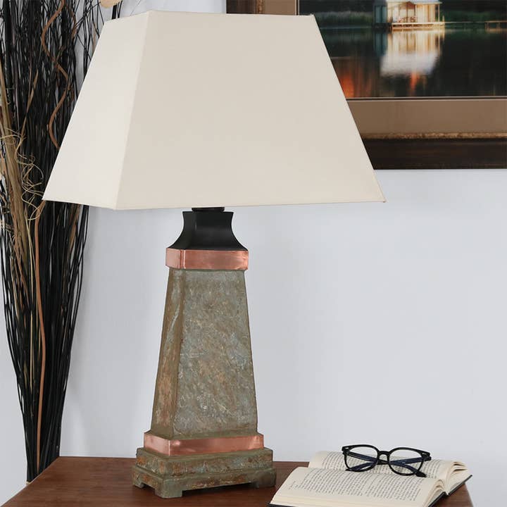 30 in Outdoor Copper Slate Table Lamp with Shade for wholesale by Sunnydaze Decor