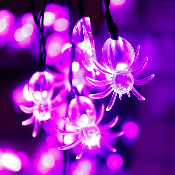 Cadena de luces de araña moradas de Halloween para decoración exterior para venta al por mayor de RAREVAY Fairy Lights Solar Lights