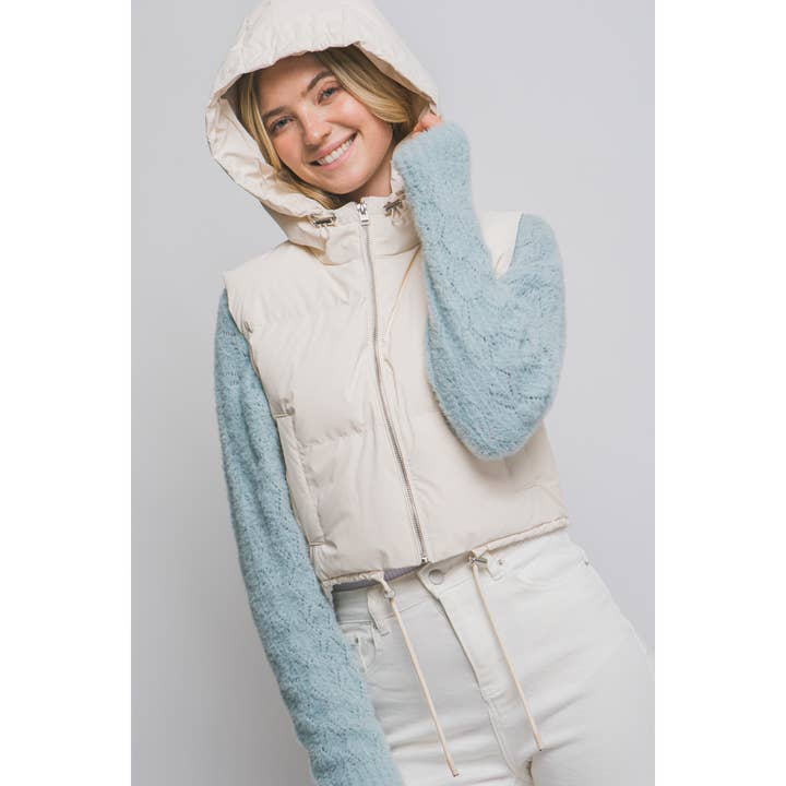 Hooded Cropped Puffer Vest for wholesale by Timeless