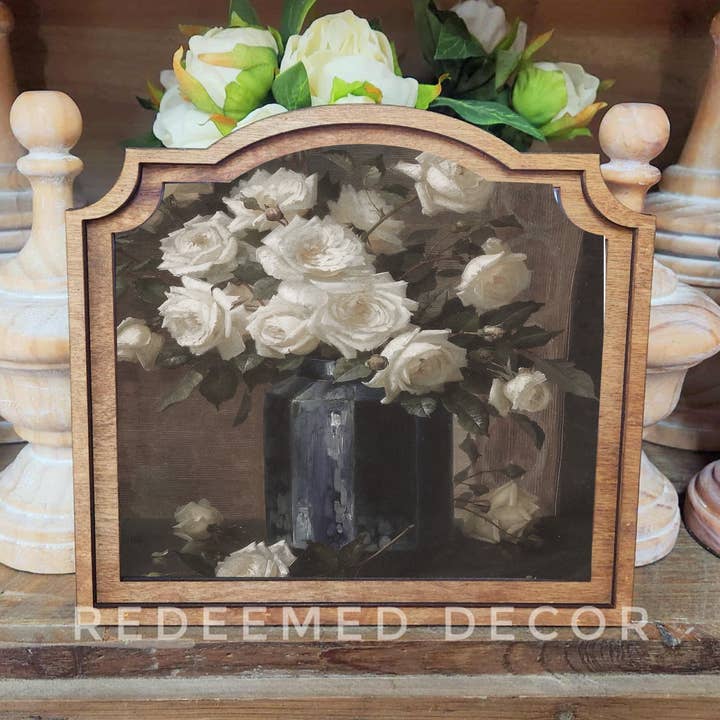 Redeemed Decor - Vente Décorations de table - Art encadré Roses Moody provinciales