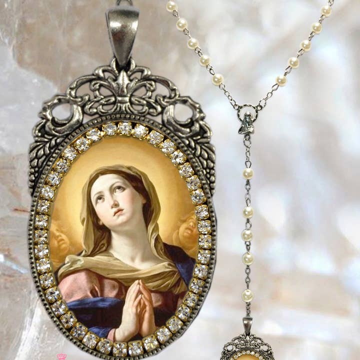 MariaSantissimaShop - Wholesale Pendant/Charm Necklace - Immaculate Conception Rosary of Mary Handmade Necklace Catholic Christian Religious Jewelry Medal Pendant, Mary Immaculate