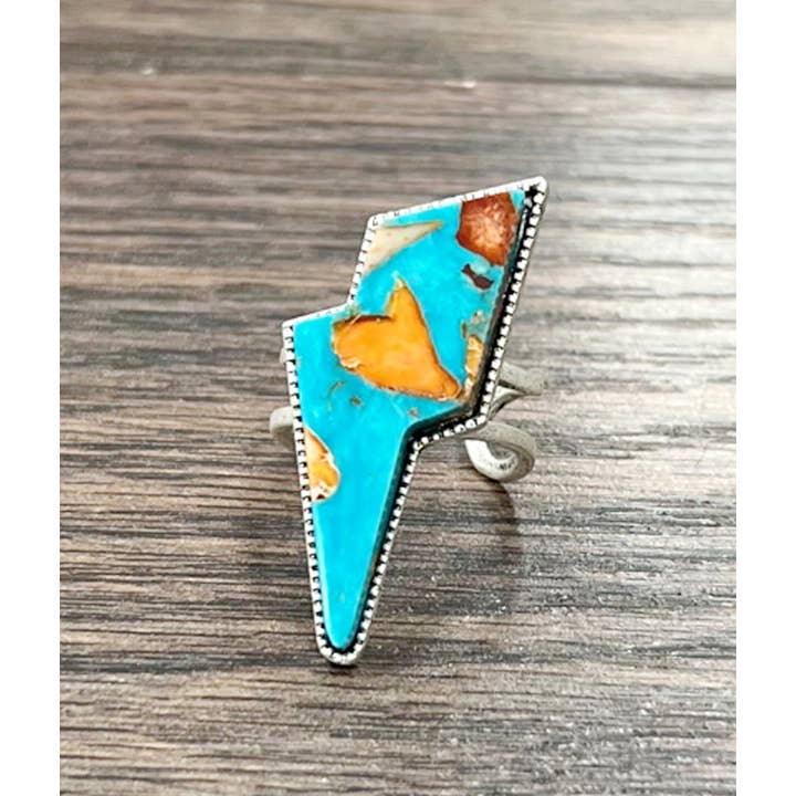 ISAC Trading Inc - Wholesale Cocktail/statement ring - 750468, Bolt Gemstone, Brass Adjustable Ring