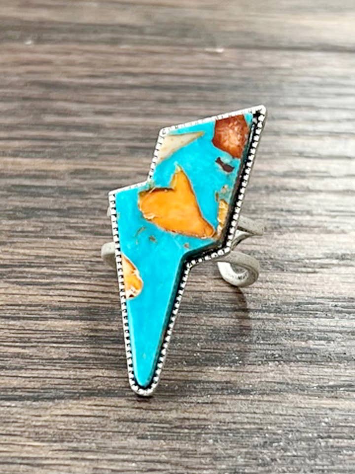 750468, Bolt Gemstone, Brass Adjustable Ring for wholesale by ISAC Trading Inc