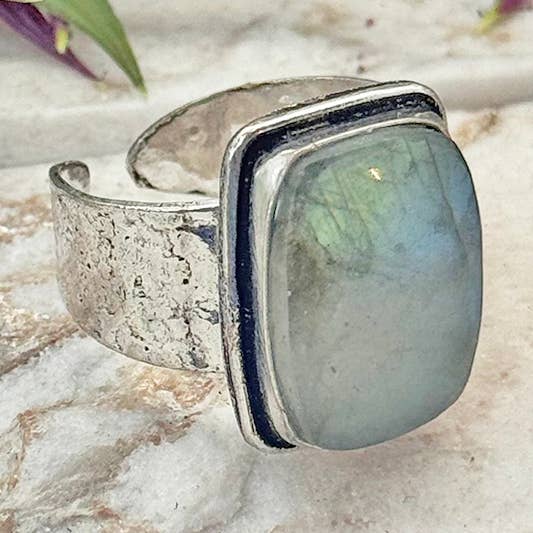 Anju Jewelry - Vendita all'ingrosso Anelli cocktail/statement - Anello Artigianale in Pietra Semipreziosa di Kashi - Labradorite0