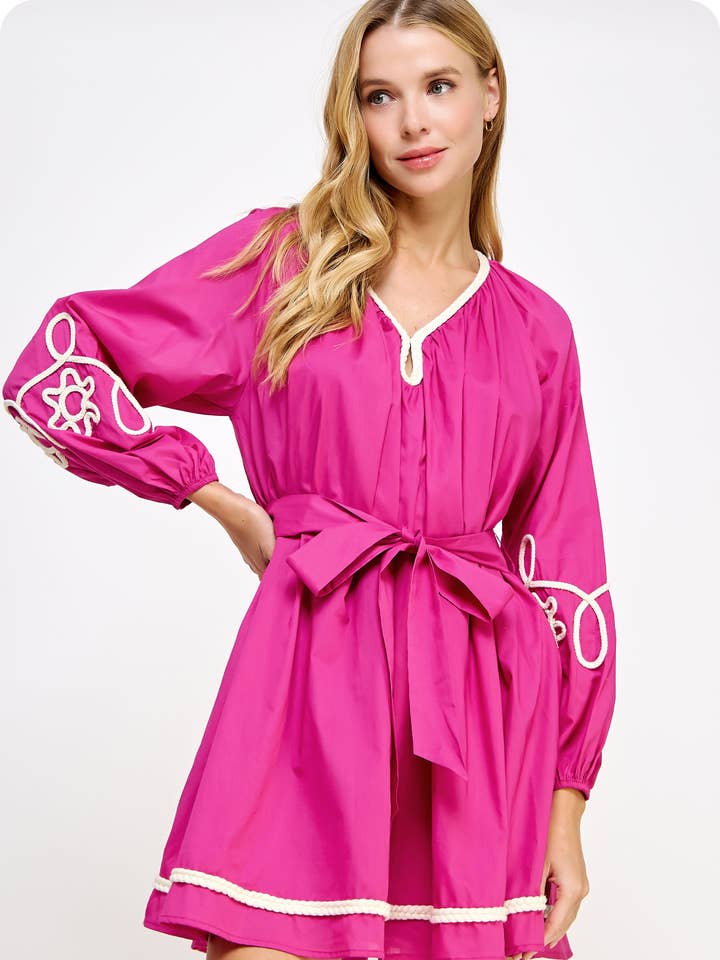 Braid Trim Voile Mini Dress for wholesale by Strut & Bolt