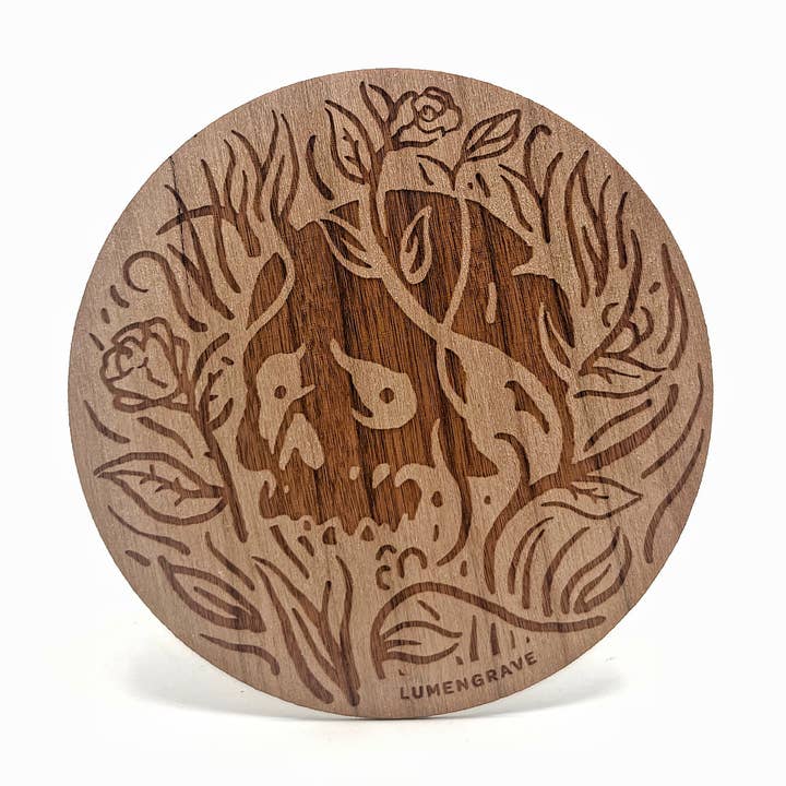 Adhesivo de madera SKULL + ROSE para venta al por mayor de LumEngrave