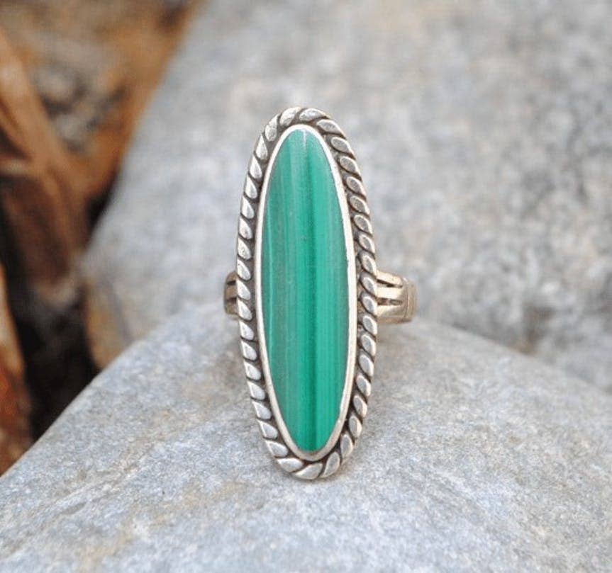 Iroquoise - Wholesale Cocktail/Statement Ring - Vintage Malachite and 925 Sterling Silver Ring1