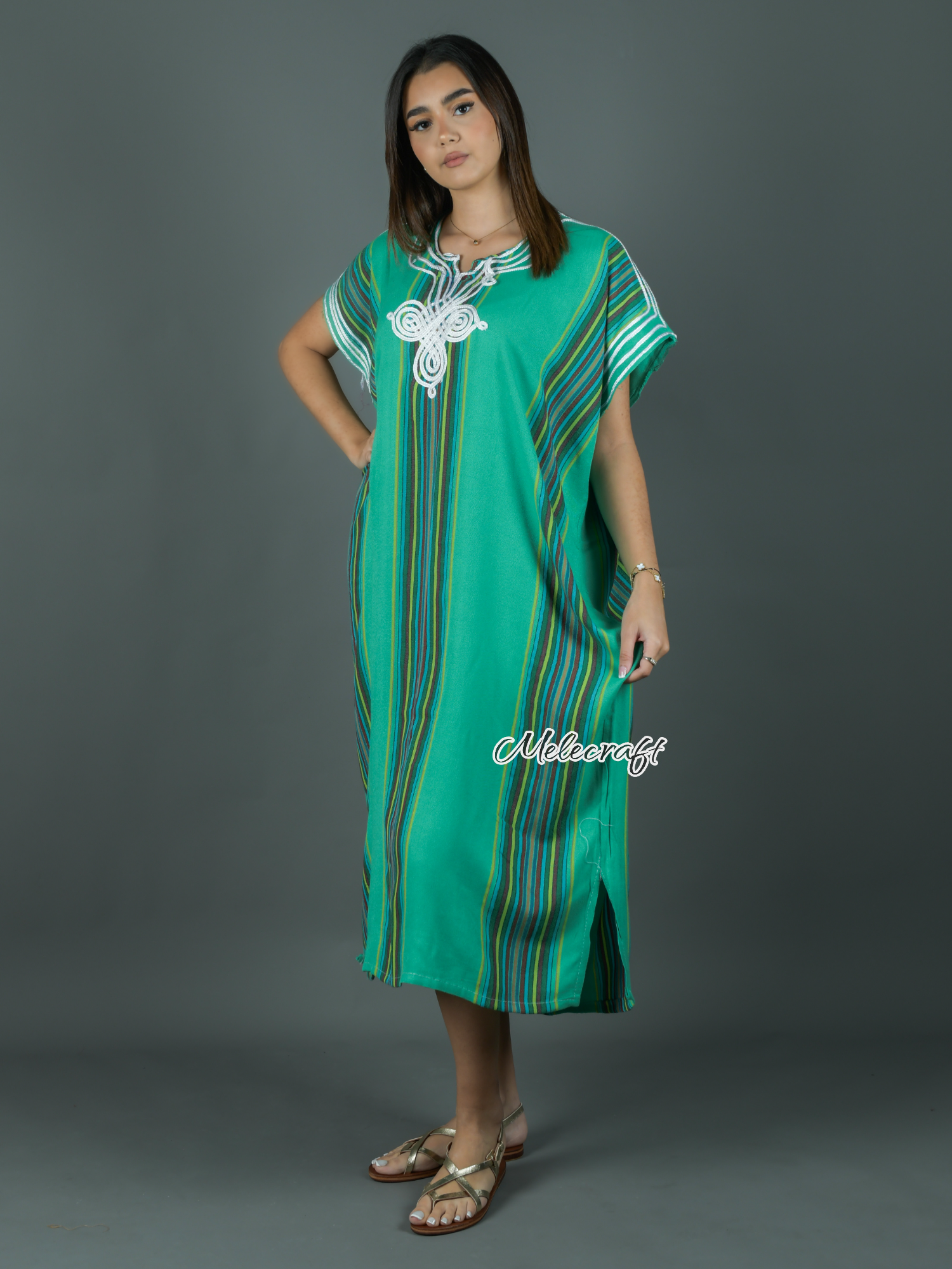 Melecraft - Wholesale Kaftan - Women's - Moroccan Striped Kaftan Dress for Women - Handmade Gandoura2