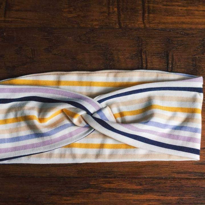 Pastel Stripe knot headband for wholesale by Square Lane Boutique