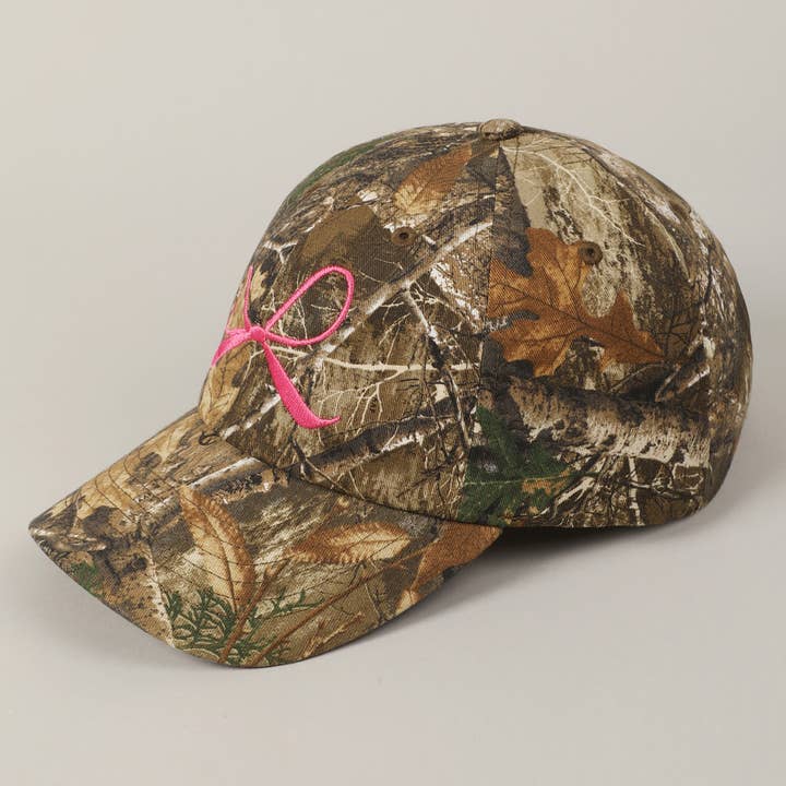Fashion City - Wholesale Baseball Cap - Women's - Ribbon Bow Embroidery Camo Baseball Cap3