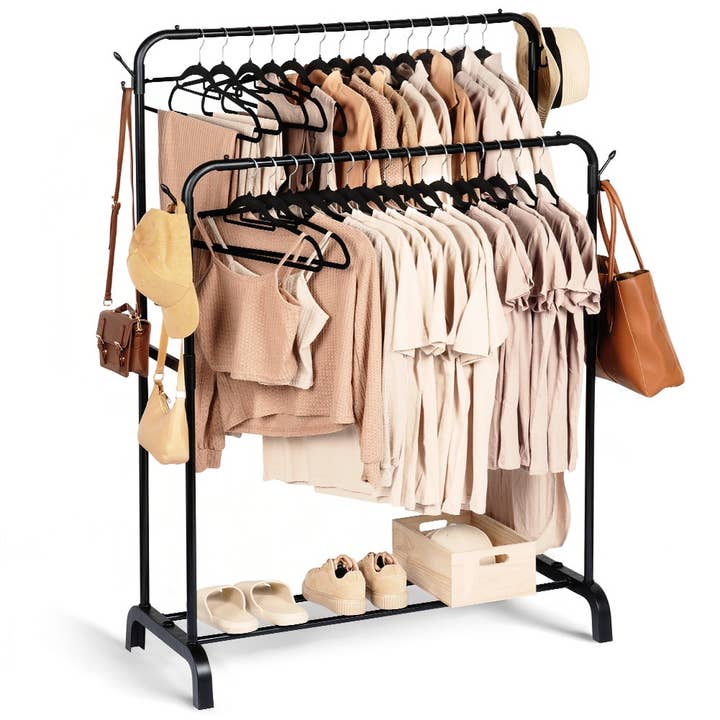 Tøjstativ Metal Sort Dobbelt 110x45x152 cm for engroshandel hos Vilde