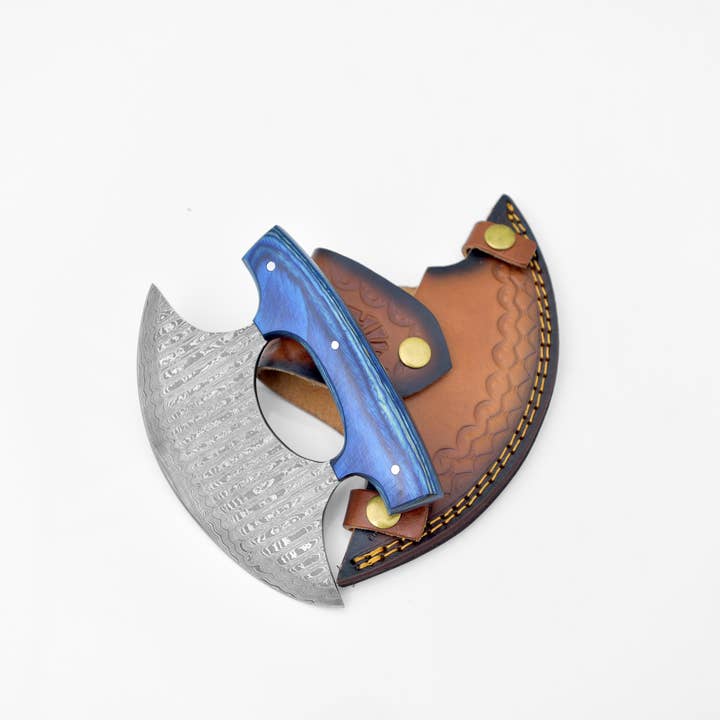 Titan International - Wholesale Pocket Knife/Holder - Damascus Steel Alaskan Ulu knife4