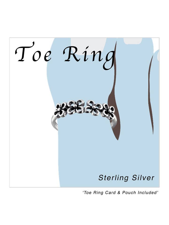 Sterling sølv blomster justerbar tå ring - SS for engroshandel hos Zoey Simmons